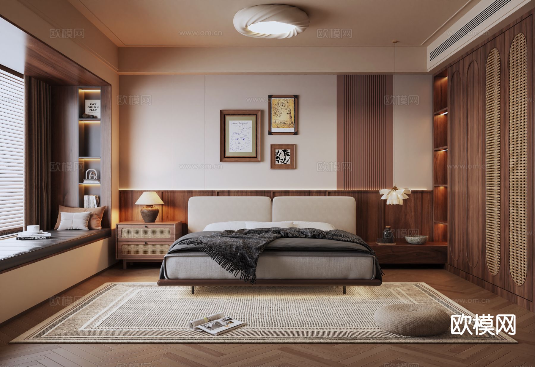 侘寂卧室 主卧su模型下载（渲染图2）