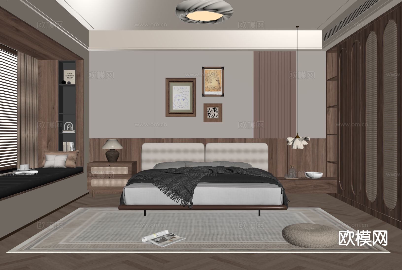 侘寂卧室 主卧su模型下载（渲染图1）