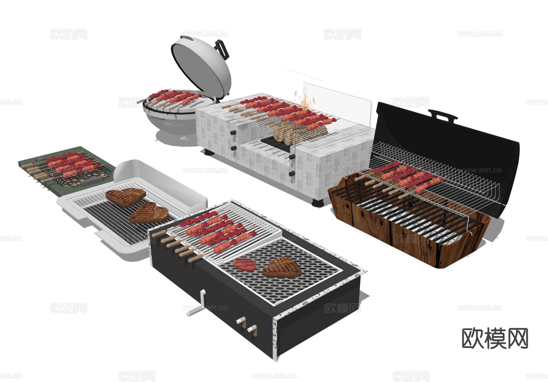 露营烧烤架 便携式烤炉su模型