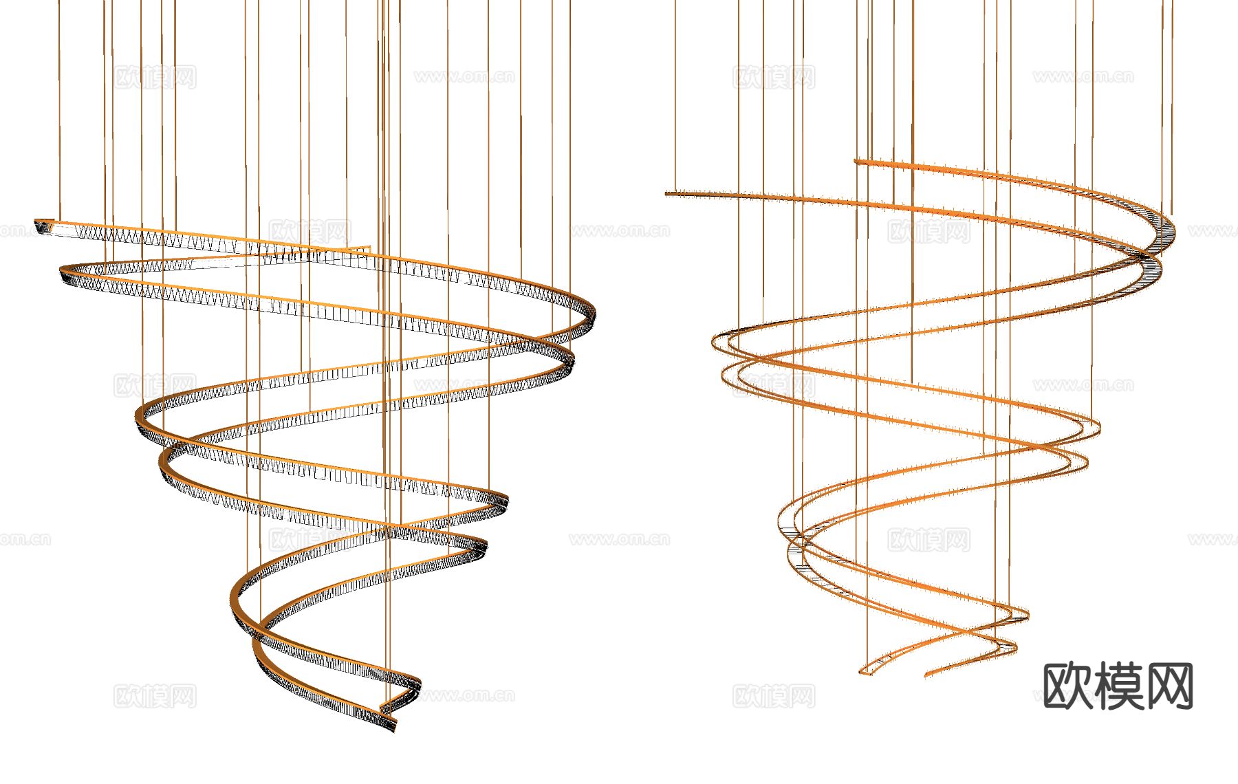 轻奢吊灯 螺旋吊灯su模型