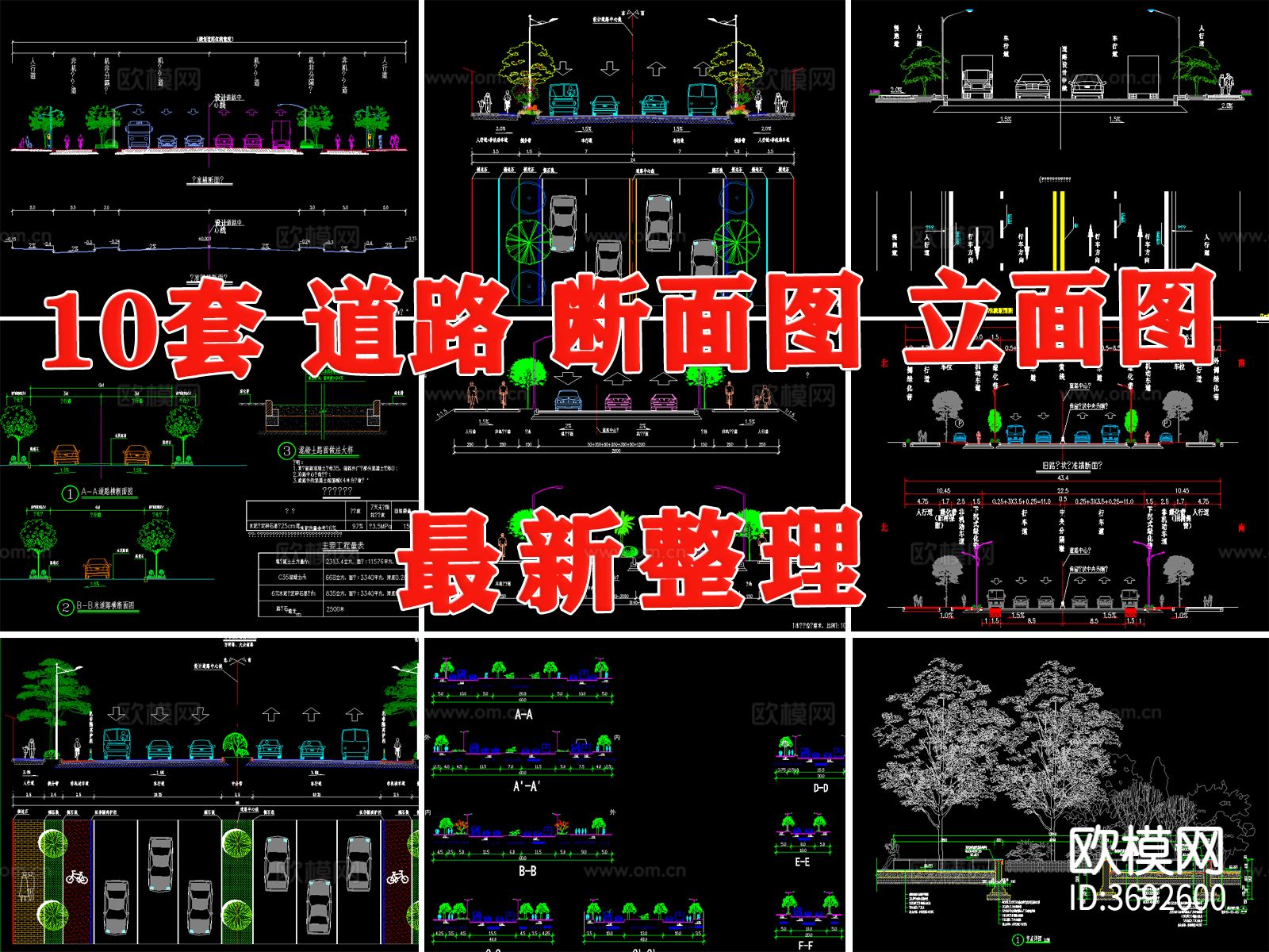 道路横断面剖面图断面图城市标准段cad大样图