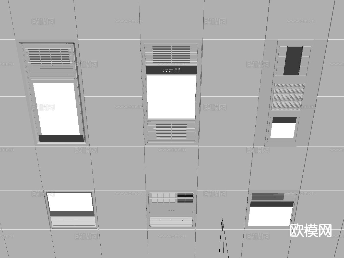 集成浴霸 铝扣板 风暖机 浴霸灯su模型