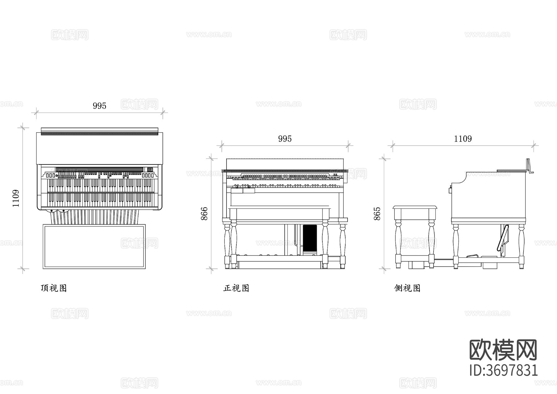 管风琴设计三视图