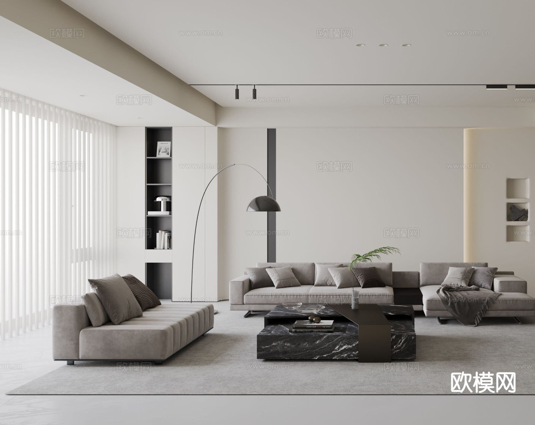 意式客厅3d模型下载（渲染图2）