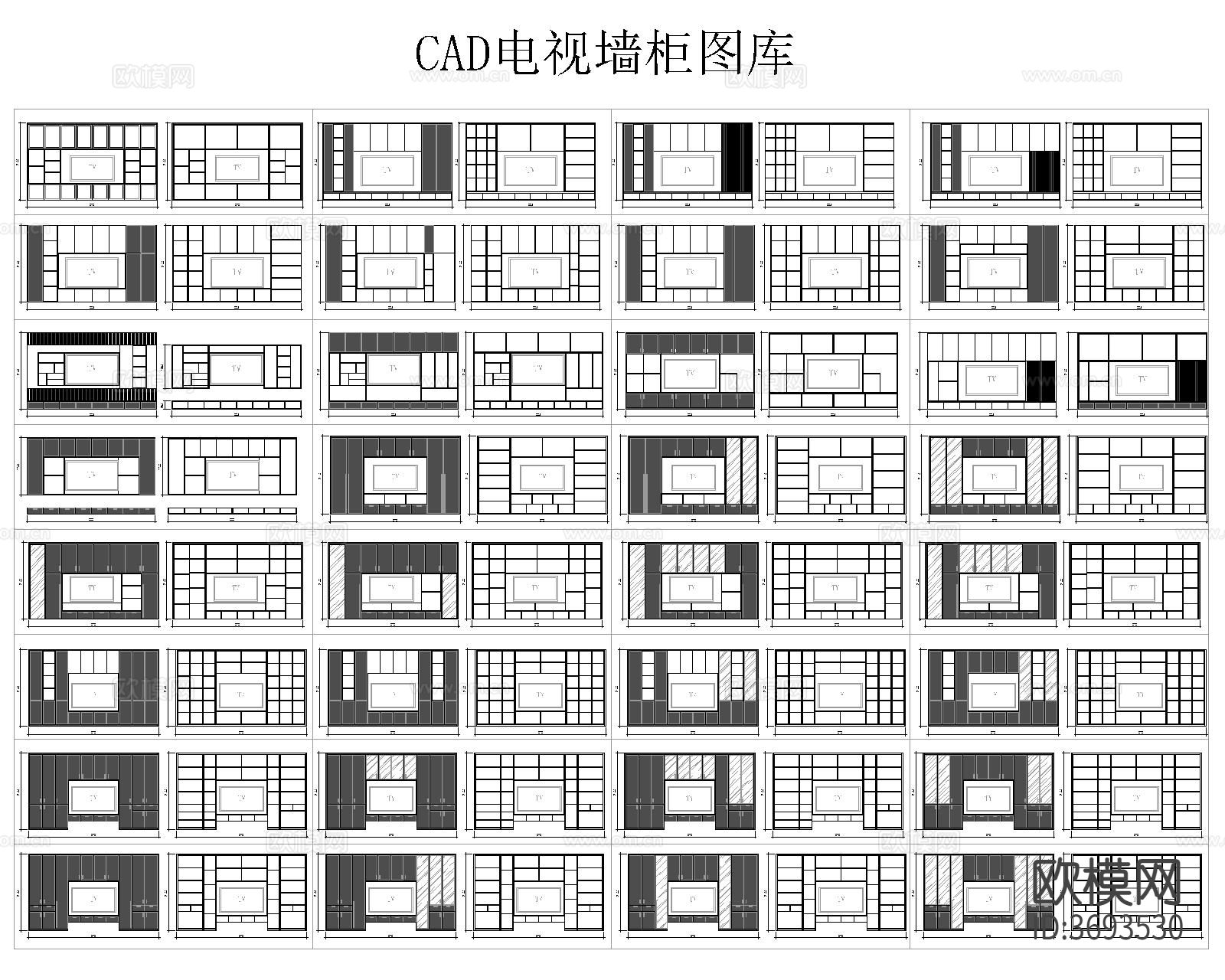 电视背景墙cad大样图