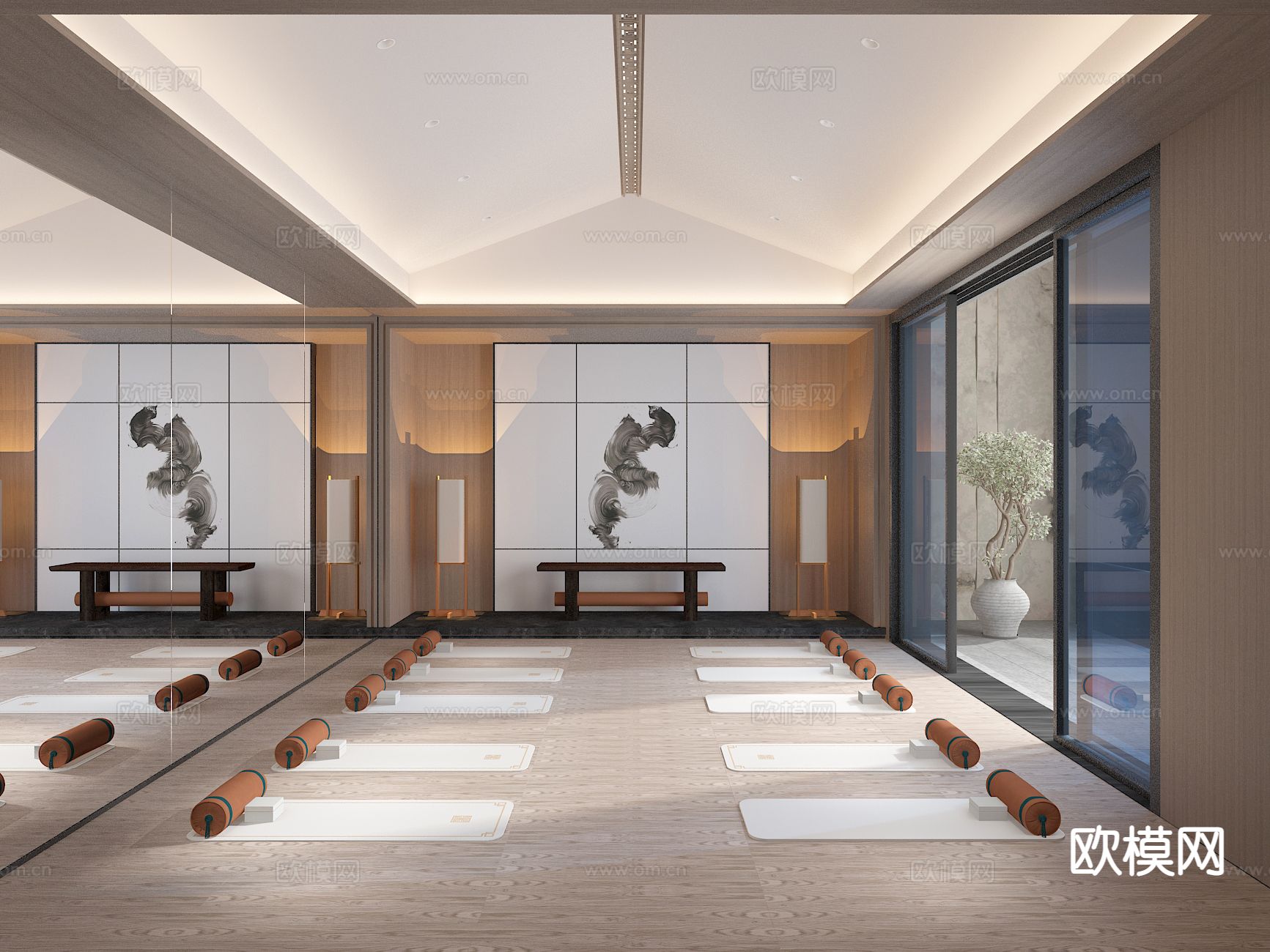 现代瑜伽室3d模型下载