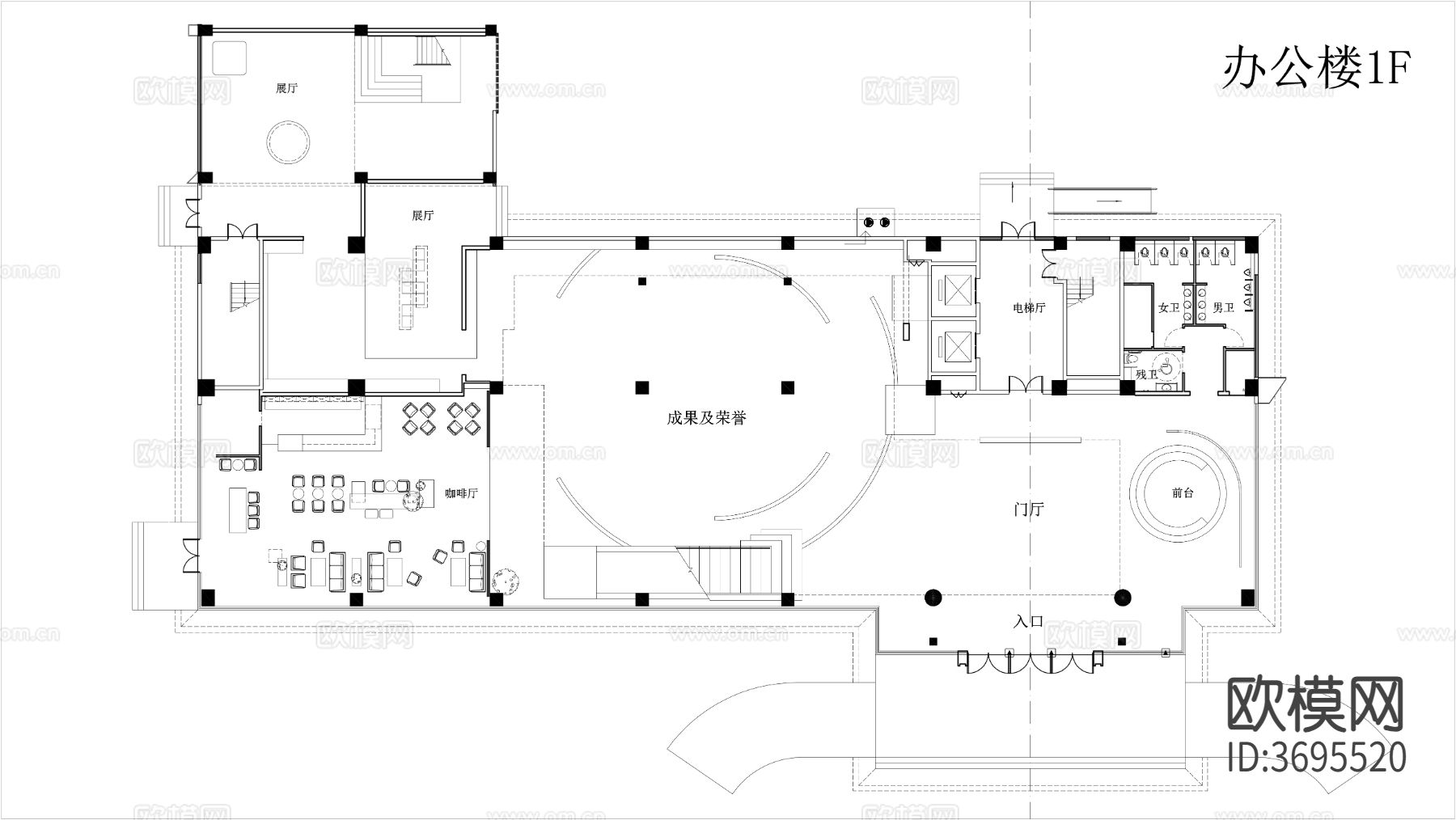 展厅 办公室cad平面图