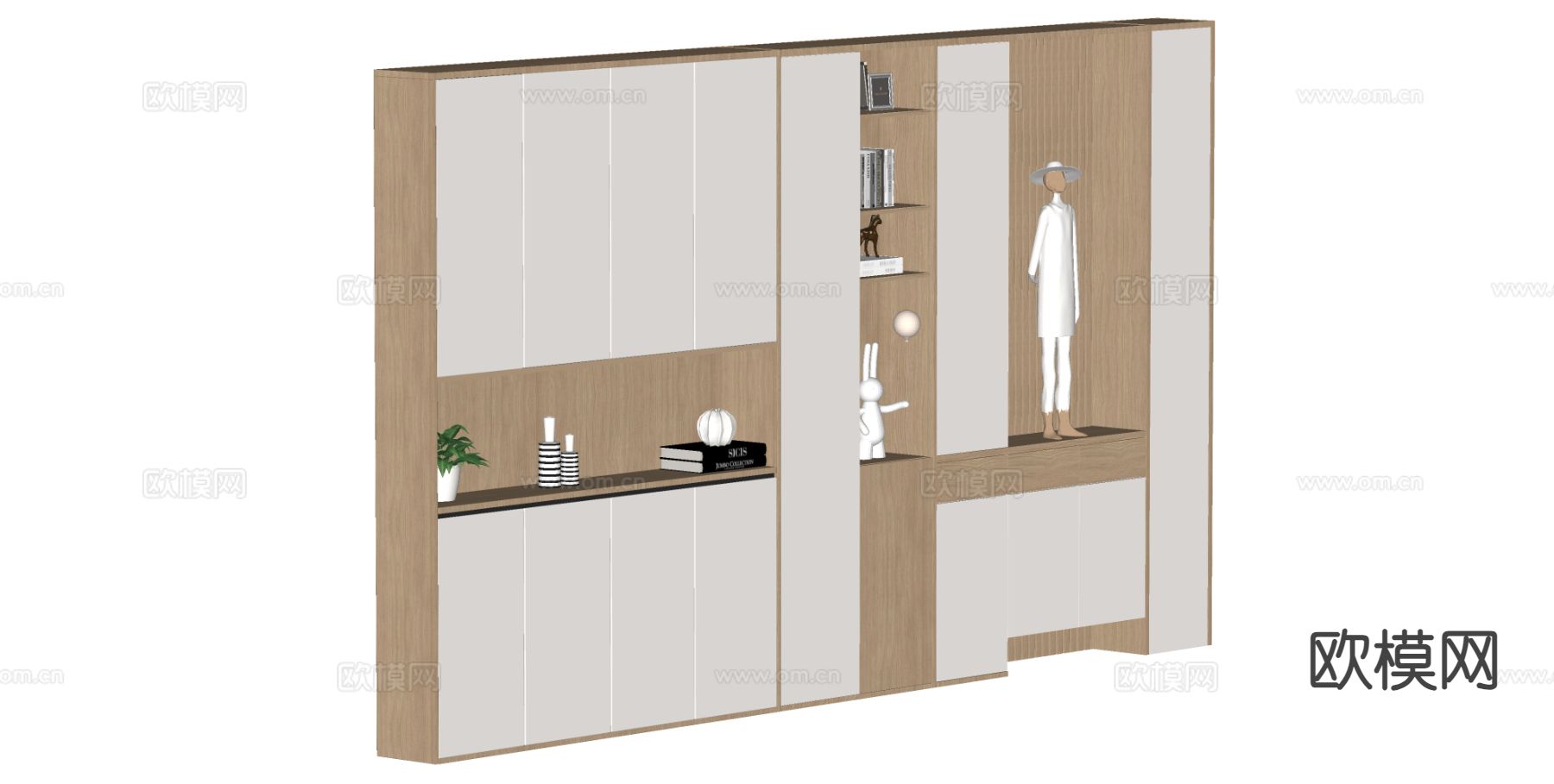 原木风鞋柜 玄关柜su模型