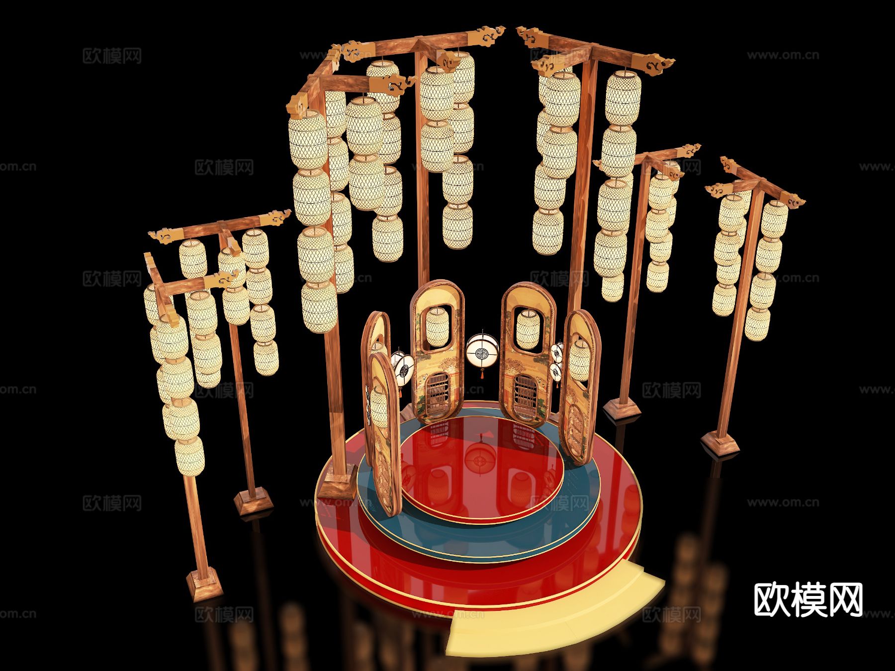 新中式舞台美陈3d模型