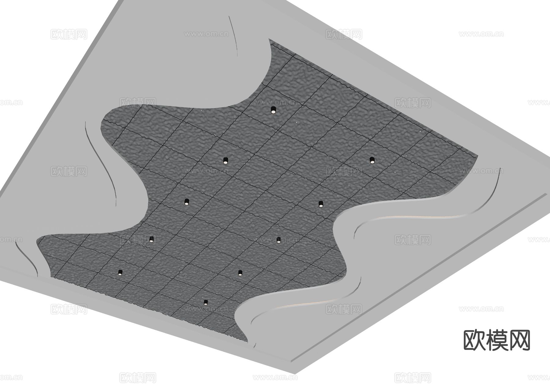 现代波纹吊顶su模型