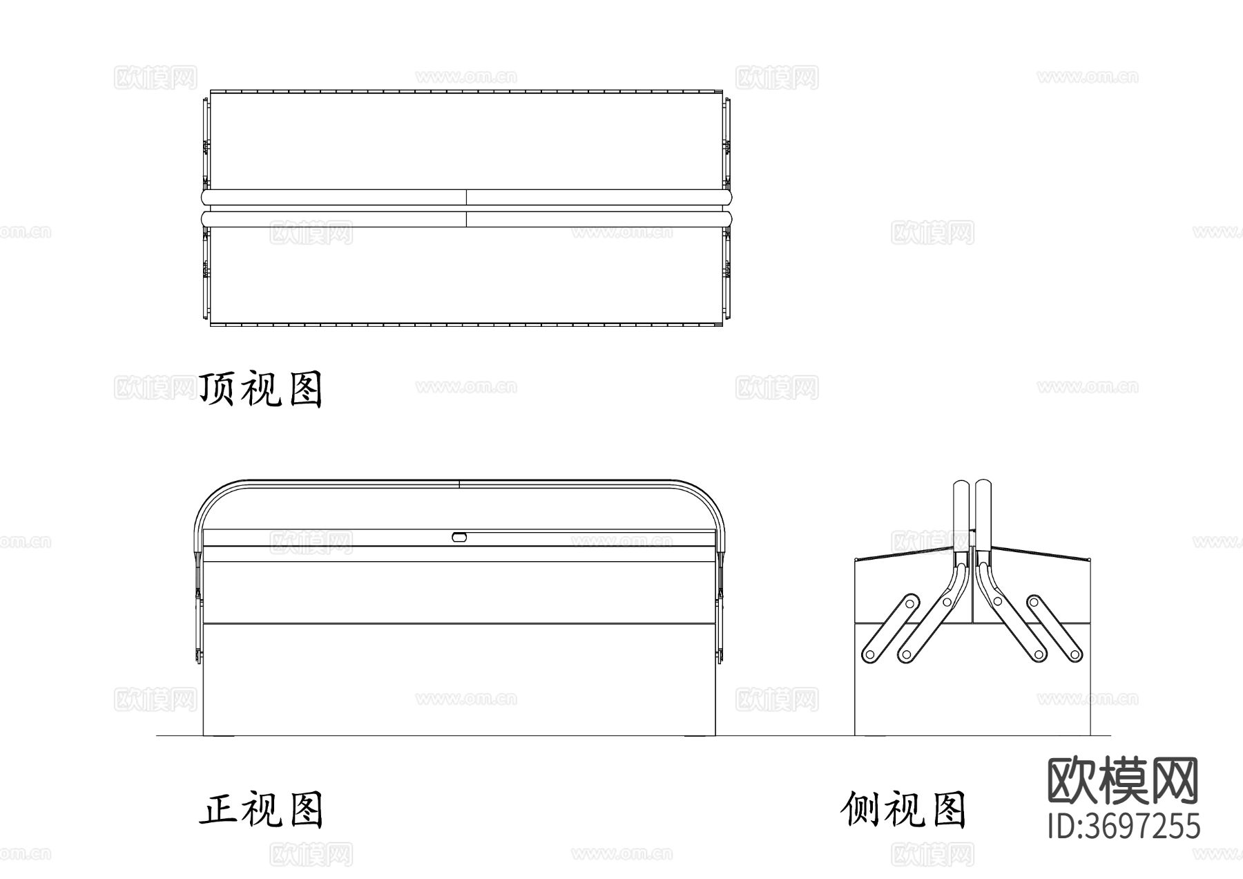 工具箱设计三视图