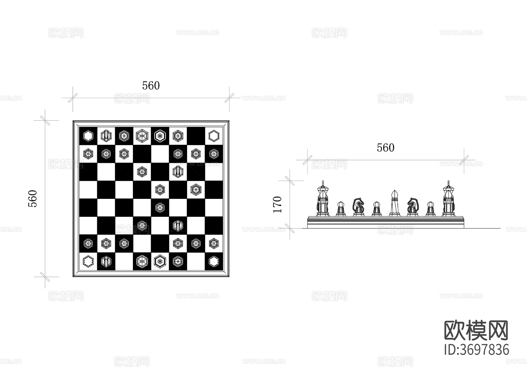 国际象棋设计cad图库