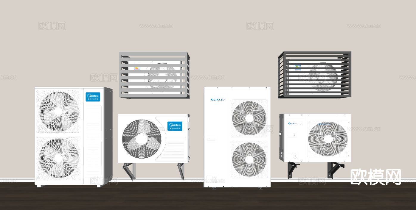 空调外机 百叶格栅su模型