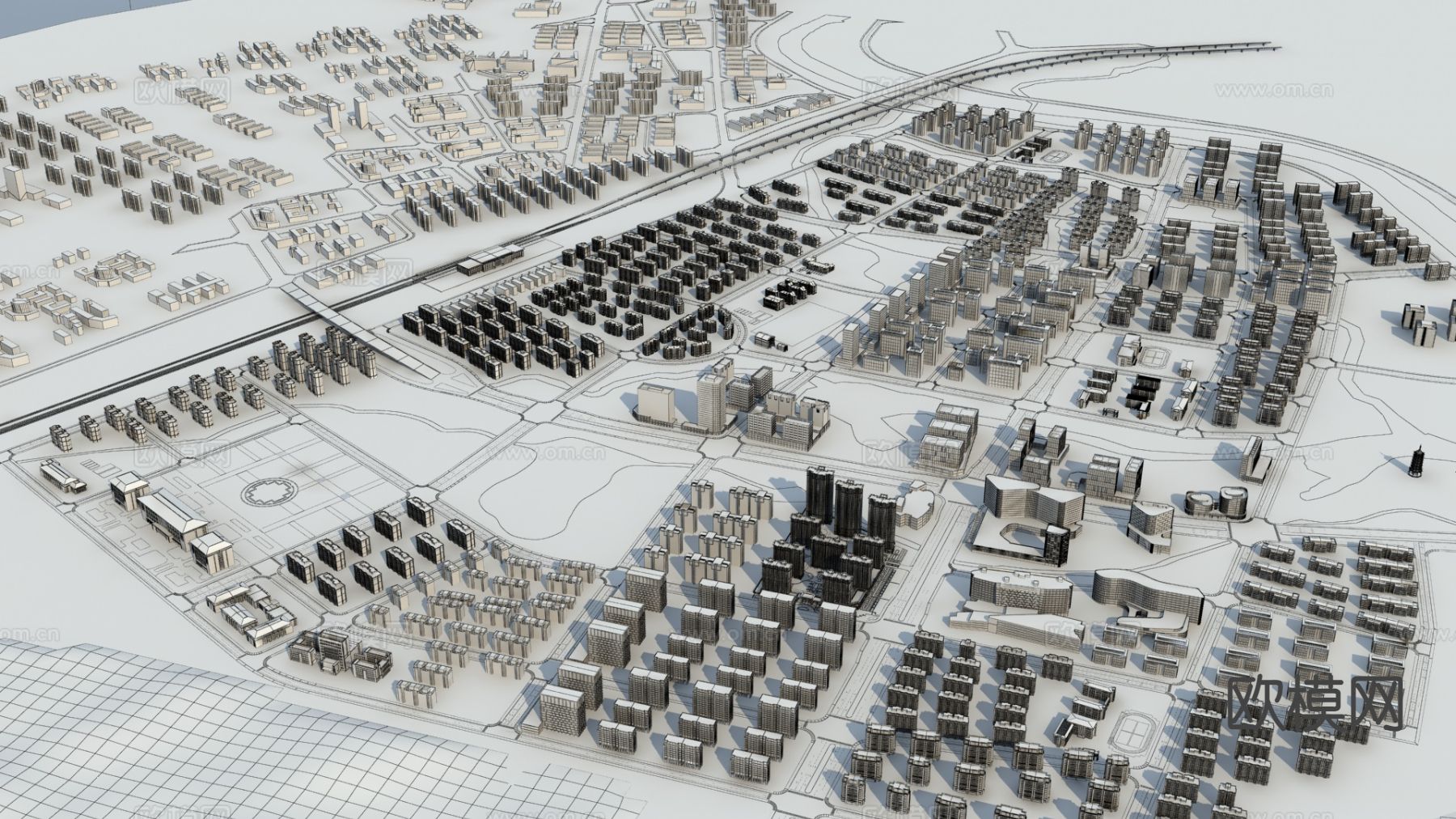 城市鸟瞰规划3d模型