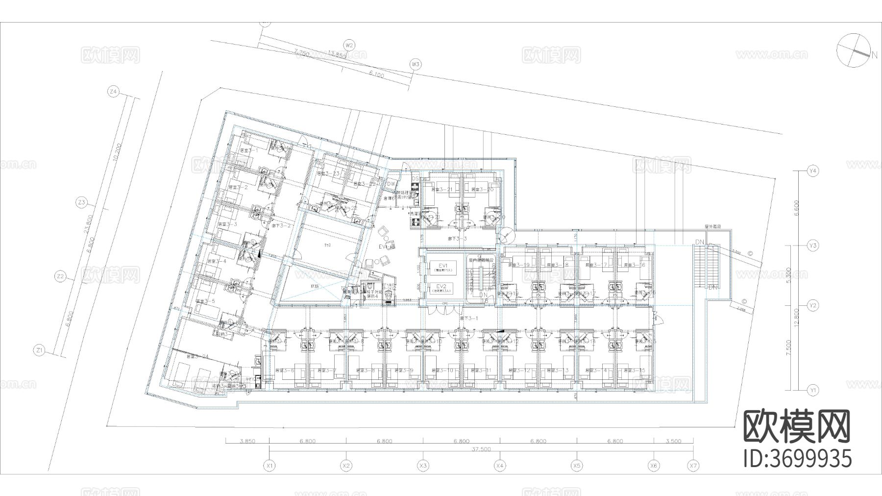 学校食堂 大食堂 大堂cad施工图下载（渲染图3）