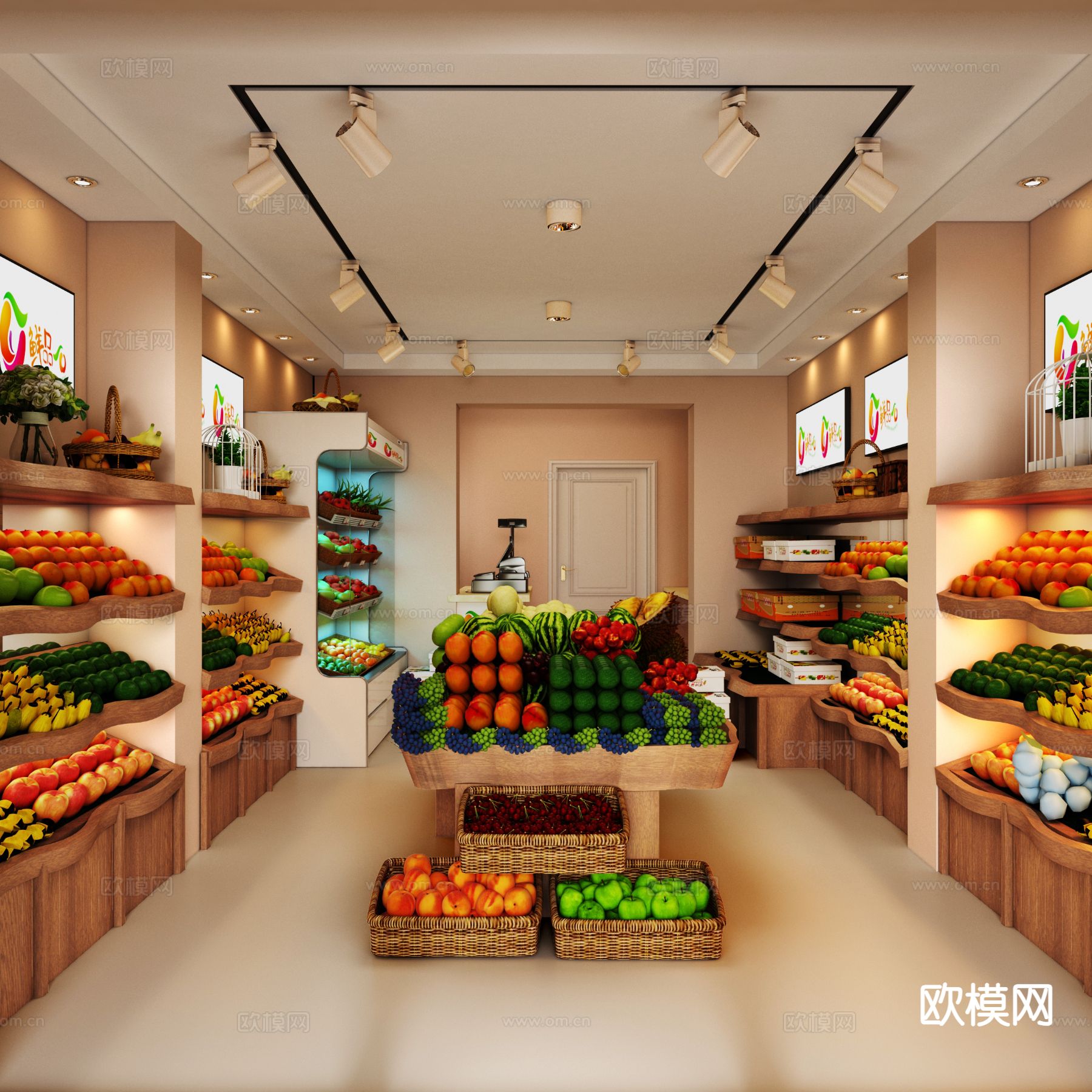 现代水果店 蔬菜店3d模型