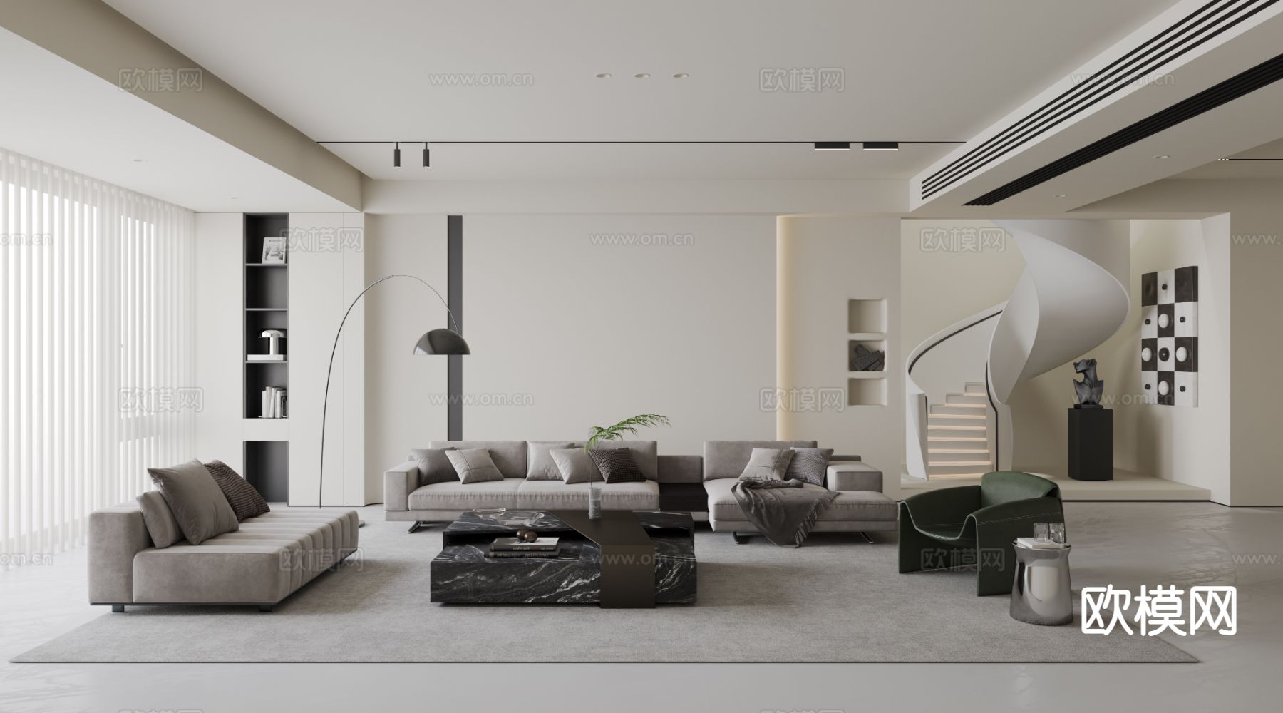 意式客厅3d模型下载（渲染图1）