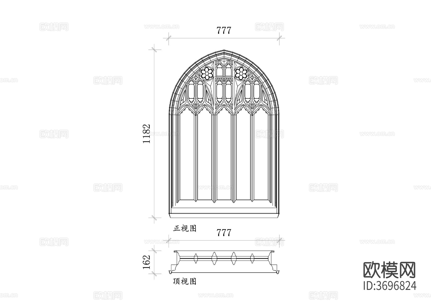 教堂窗户cad大样图