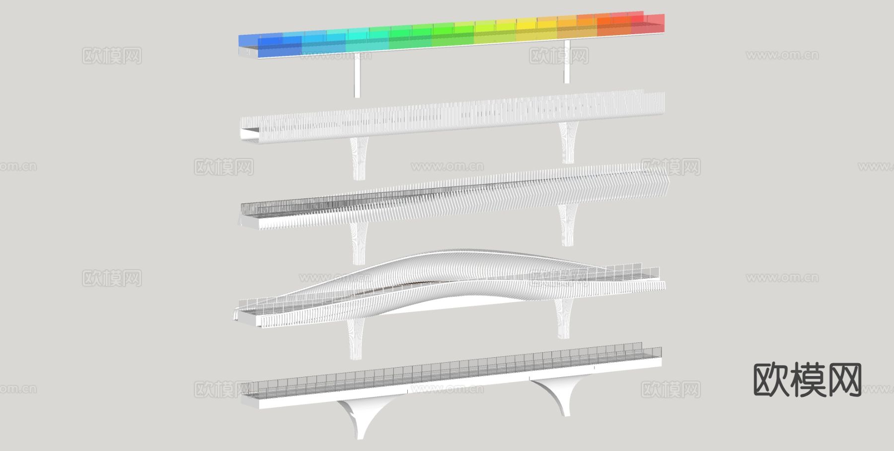 现代景观桥 艺术桥 天桥su模型