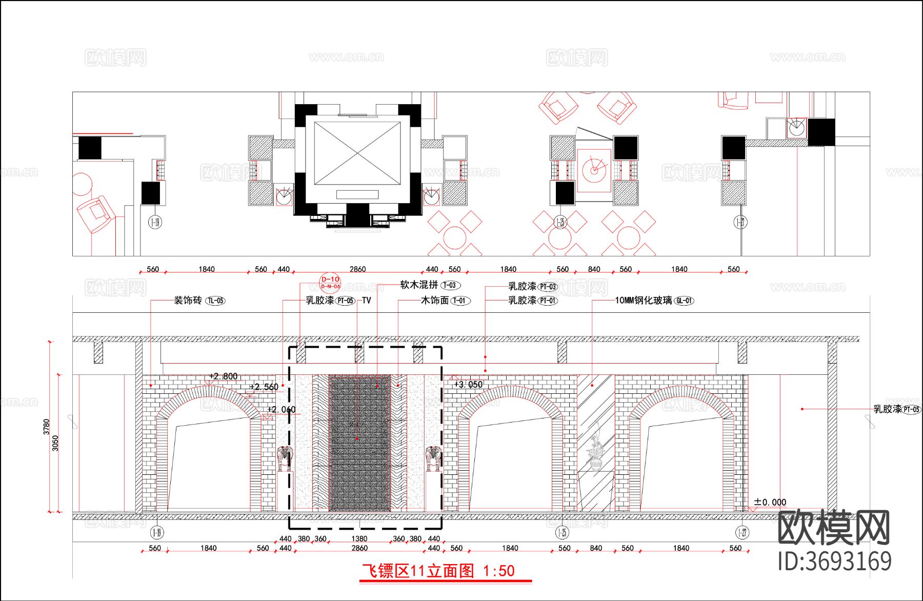 红酒专卖店cad施工图