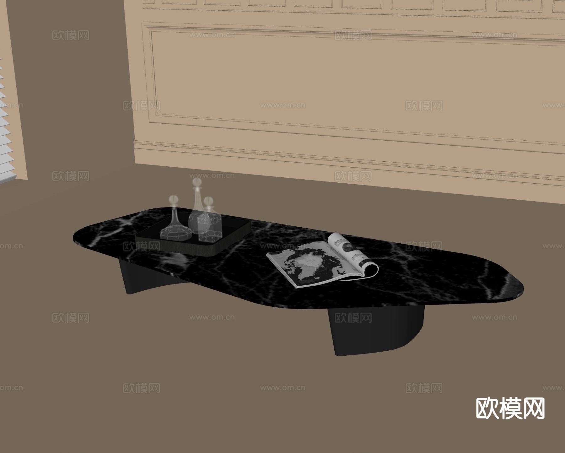现代大理石茶几su模型