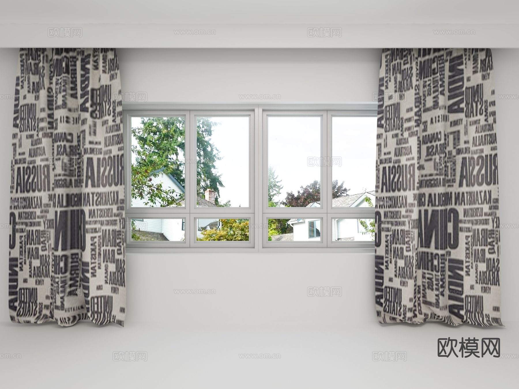 北欧窗帘 印花窗帘3d模型下载（渲染图2）