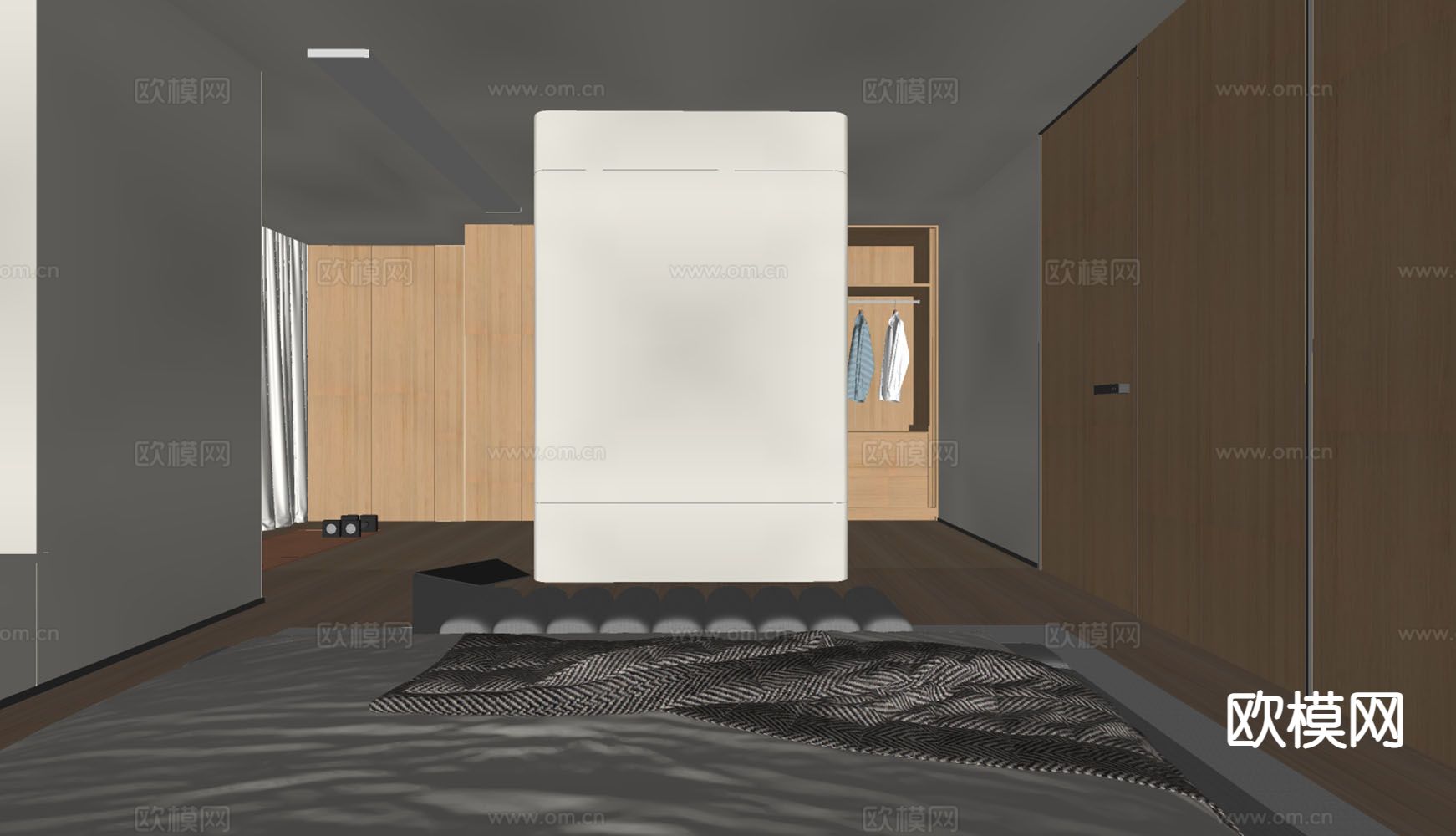 原木风卧室 次卧su模型下载（渲染图1）