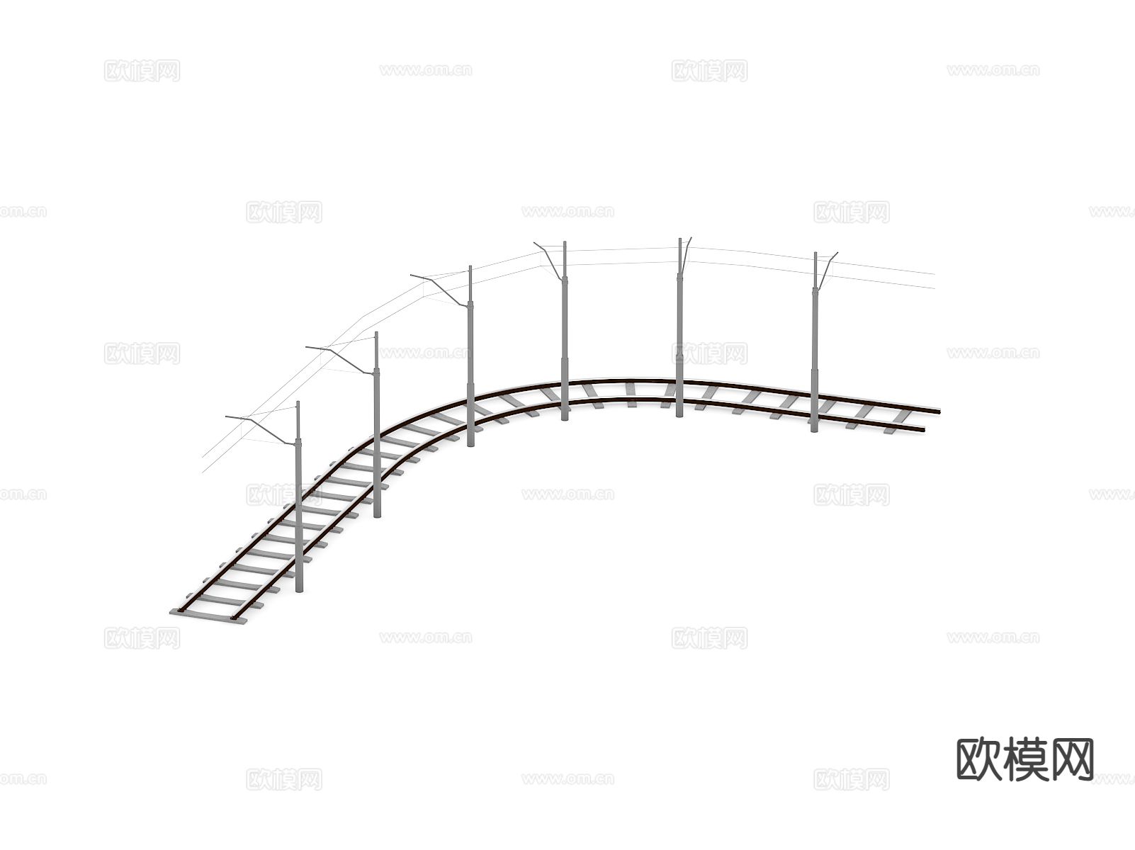 火车道 火车轨道 铁轨3d模型