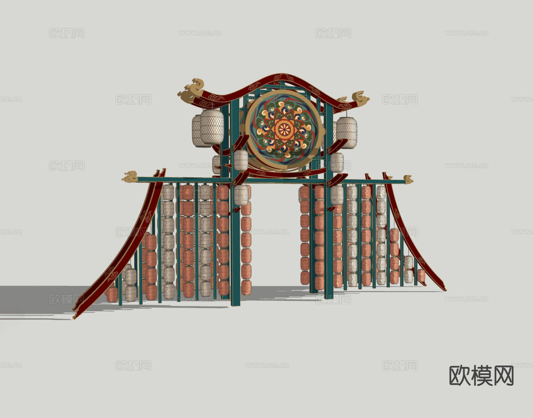 新中式古建牌坊 美陈牌楼 景区门楼3d模型