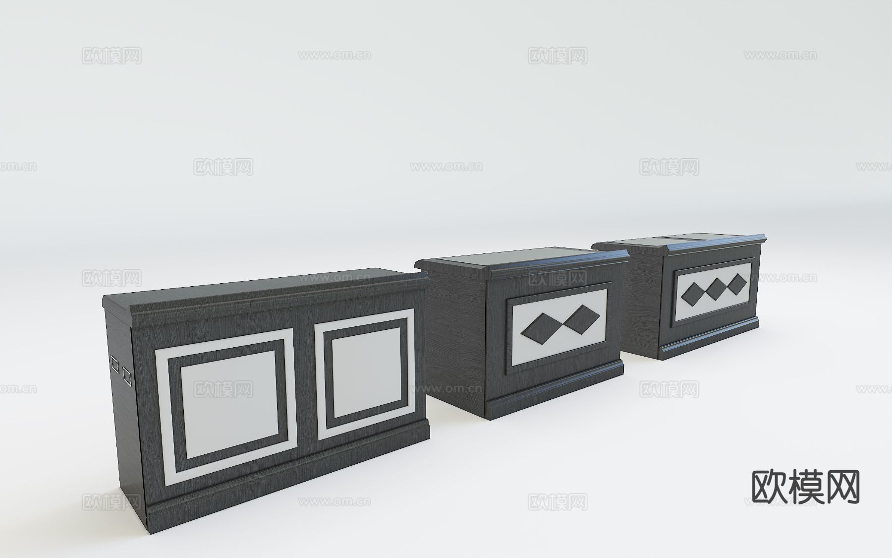 现代会议桌 会议台 条桌3d模型下载（渲染图1）