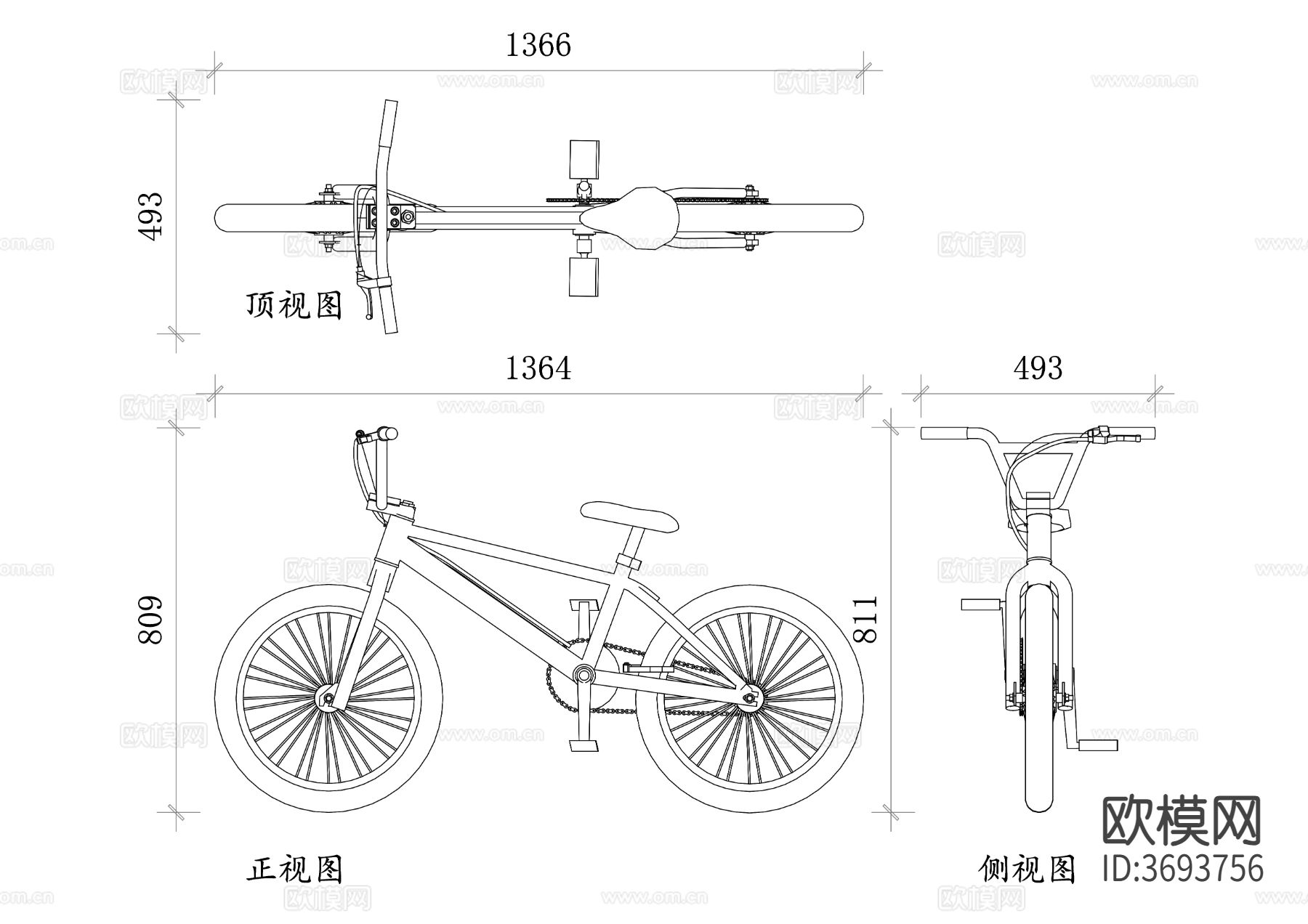 自行车cad施工图