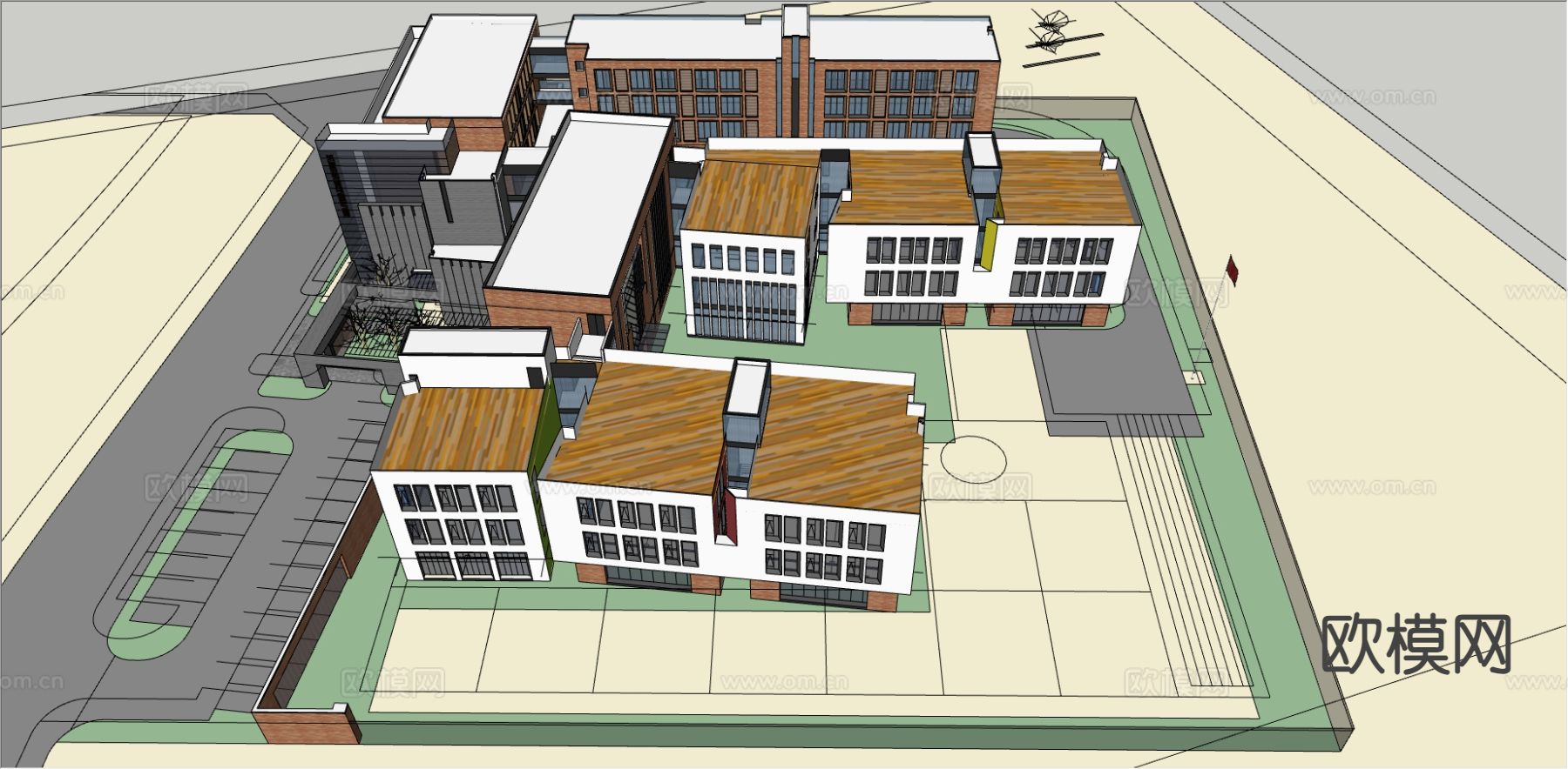 幼儿园鸟瞰su模型下载（渲染图1）