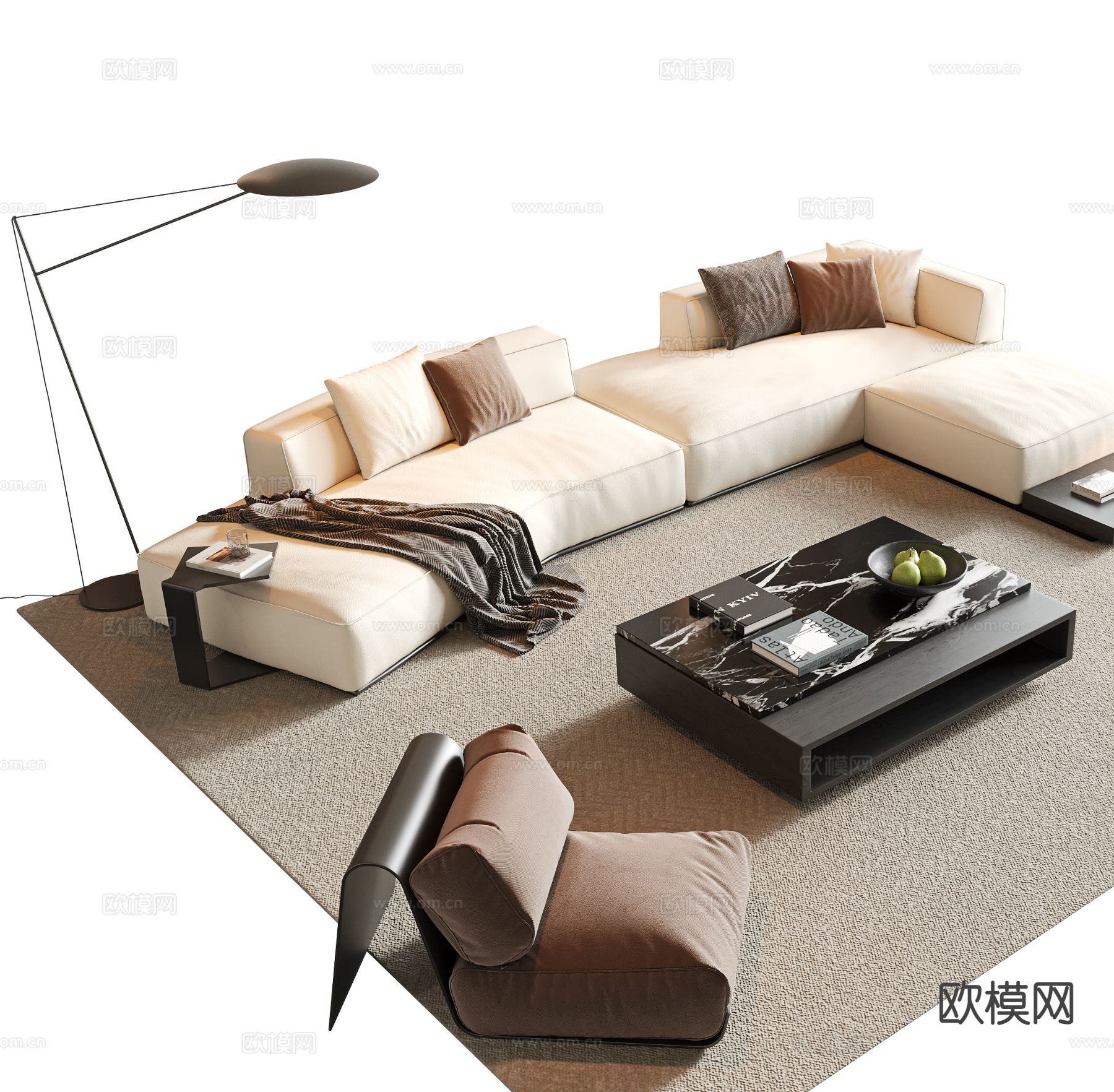 现代组合沙发3d模型下载（渲染图2）