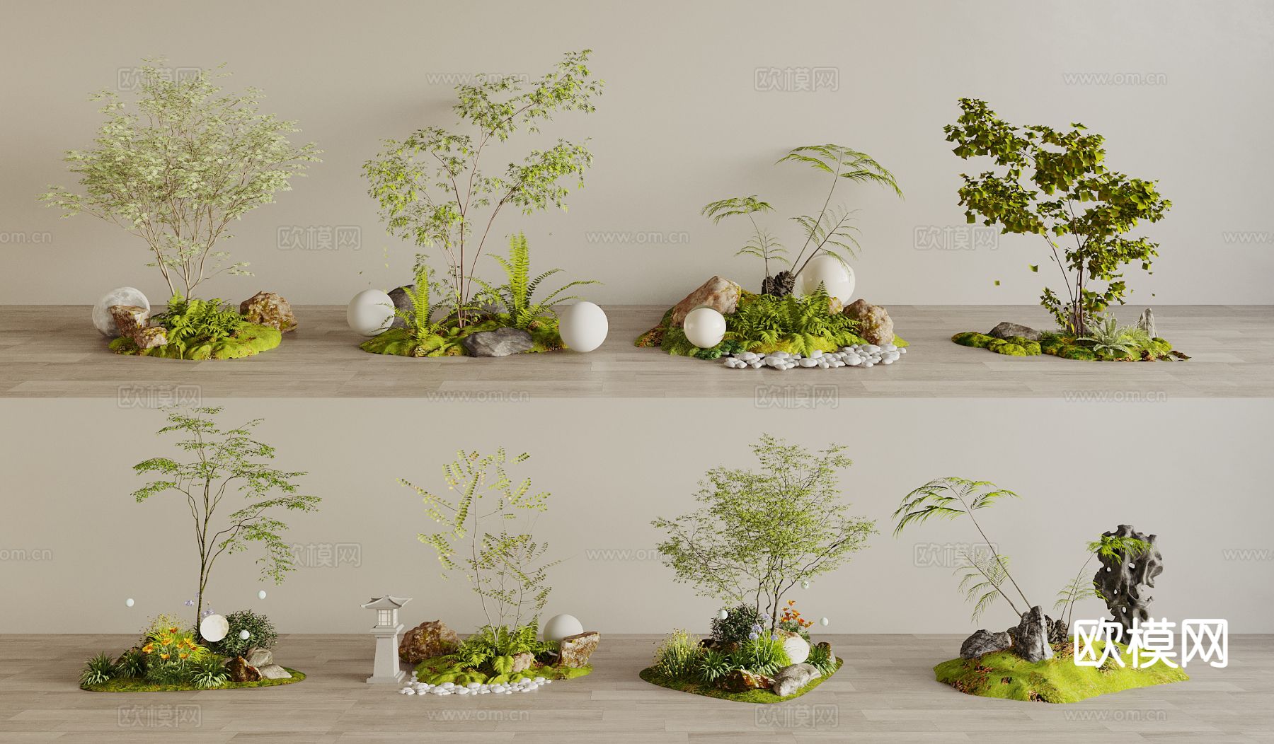 景观造景 景观小品 植物堆3d模型