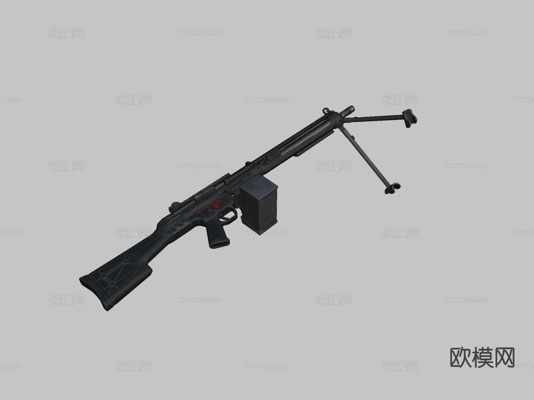 HK23e轻机枪 枪支 枪械su模型下载（渲染图1）