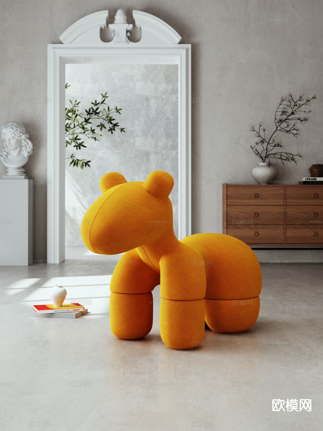 奶油风小马椅 艺术休闲椅3d模型下载（渲染图2）