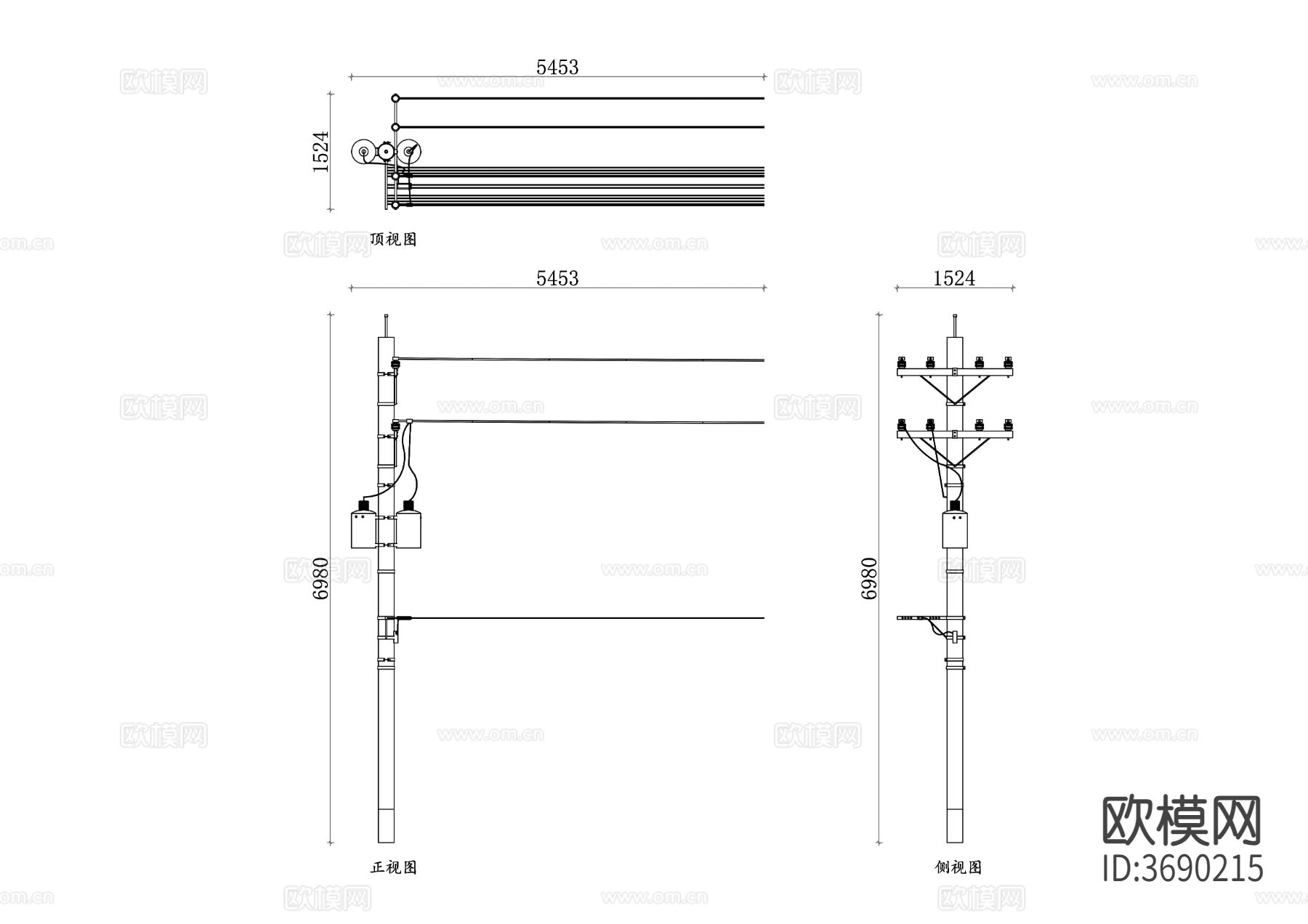 电线杆设计三视图