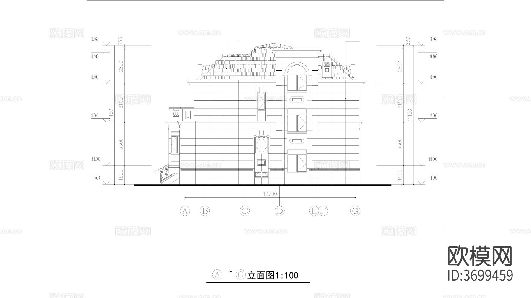 别墅  联排建筑 洋房别墅 多层建筑cad施工图