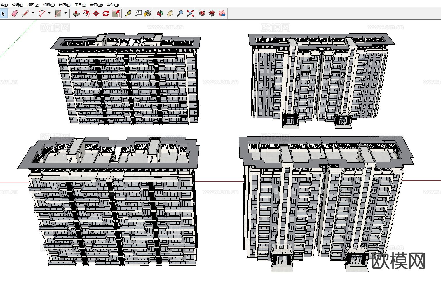 现代多层住宅楼su模型