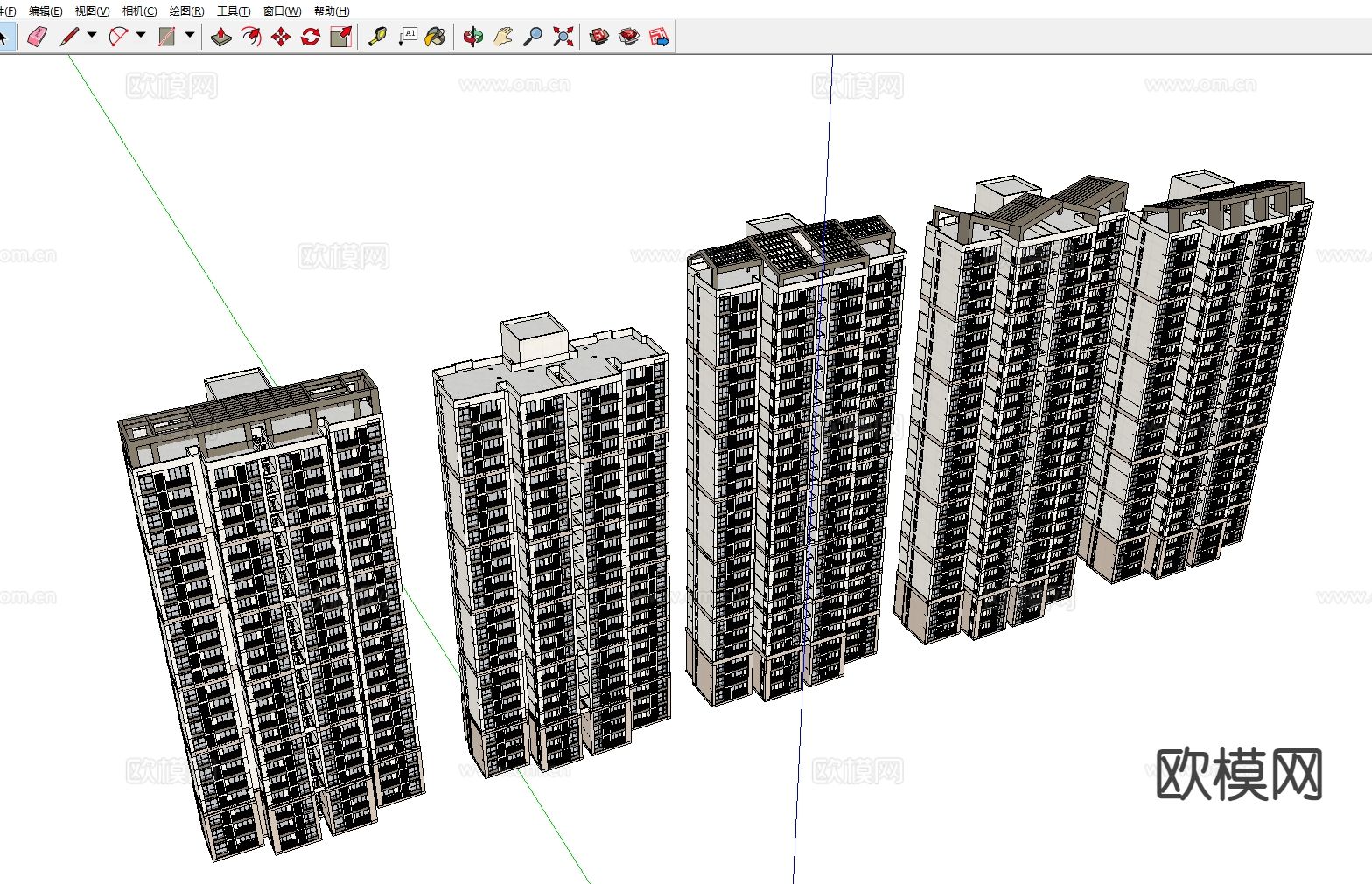 现代高层住宅su模型