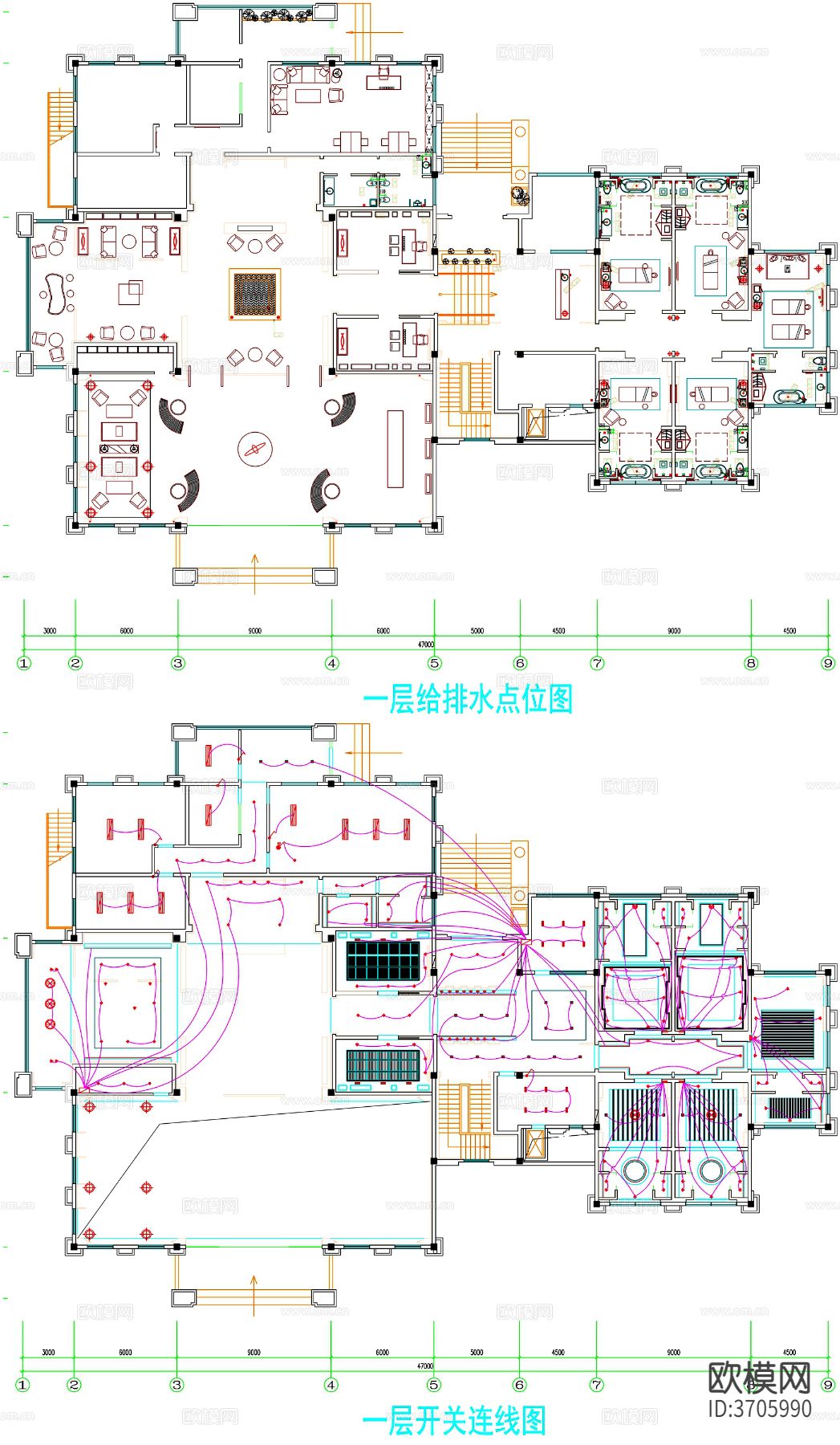 spa会所cad平面图