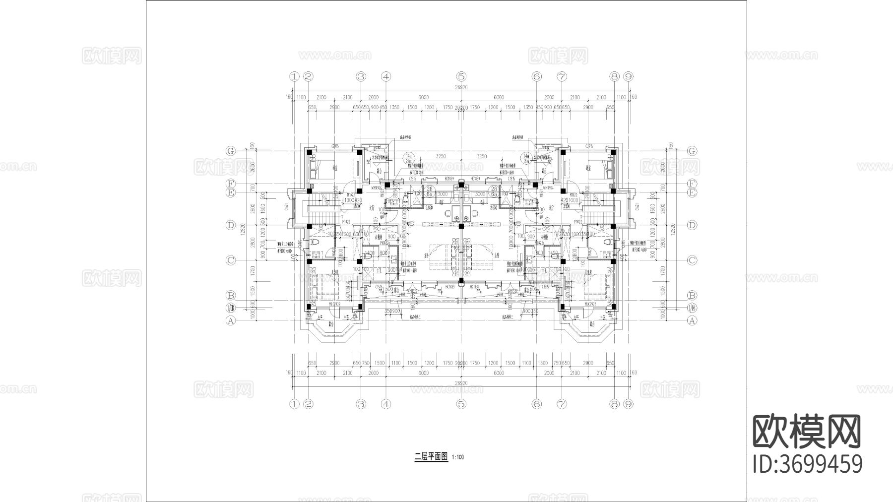 别墅  联排建筑 洋房别墅 多层建筑cad施工图