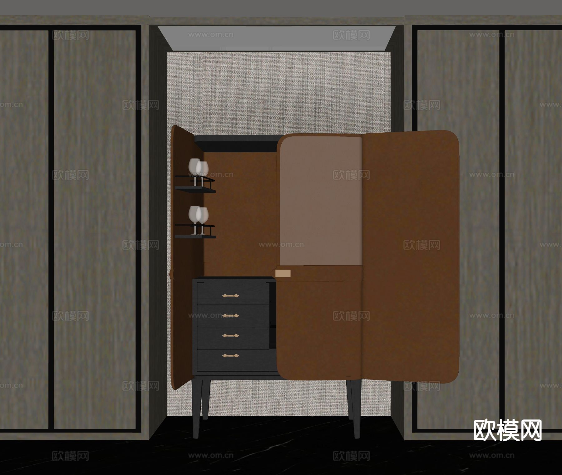 意式酒柜su模型
