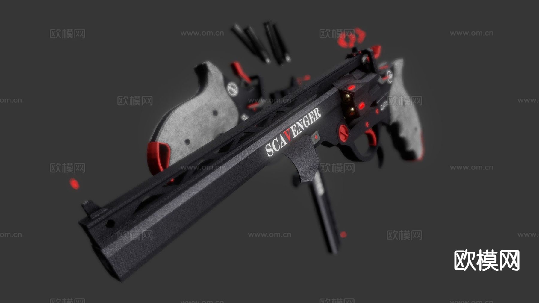 M9左轮手枪su模型下载（渲染图2）