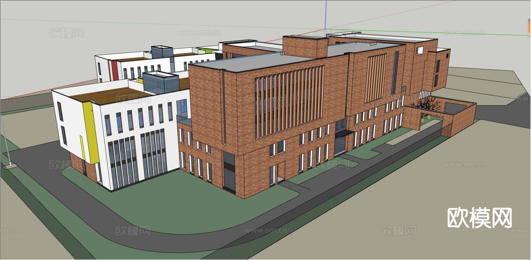 幼儿园鸟瞰su模型下载（渲染图2）