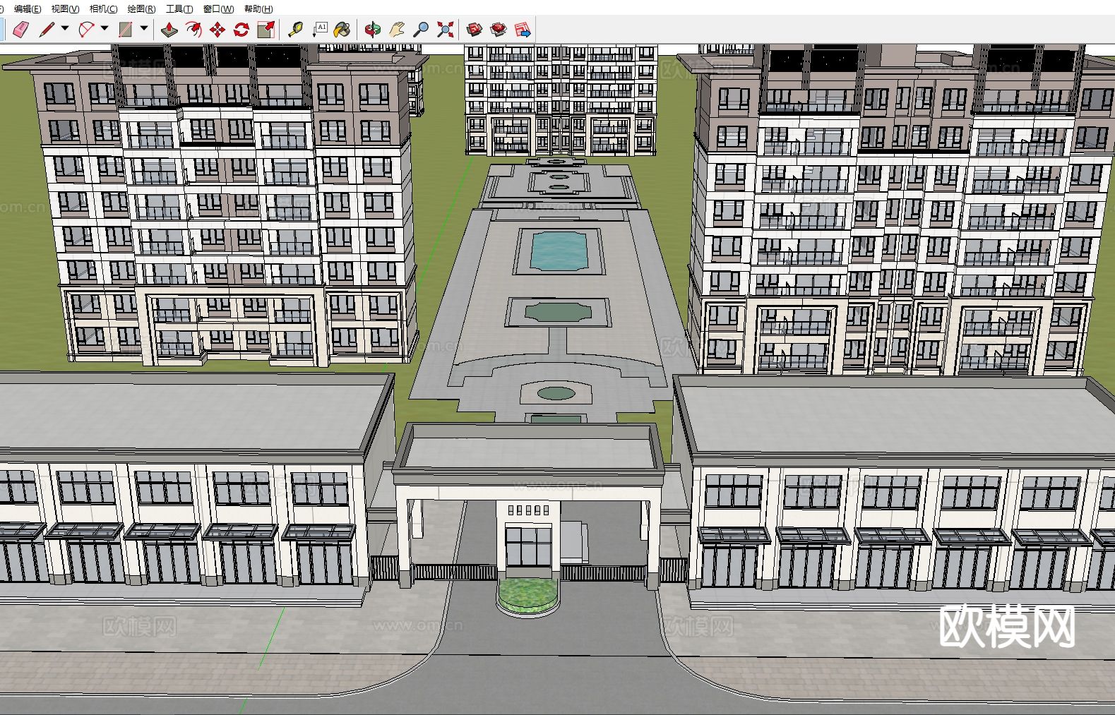 现代住宅小区 大门su模型