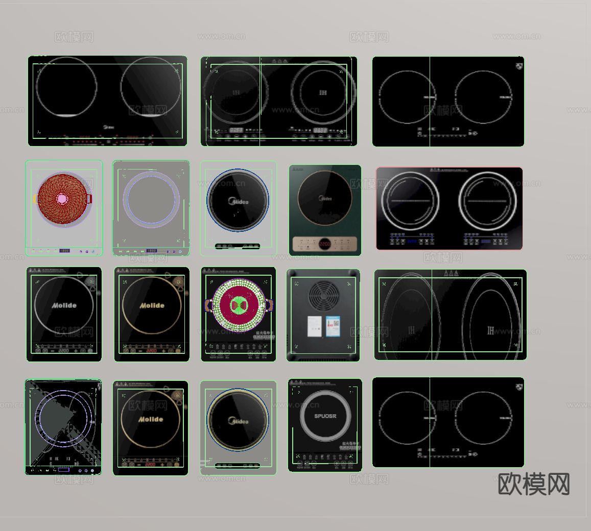 电磁炉 双灶电磁炉su模型