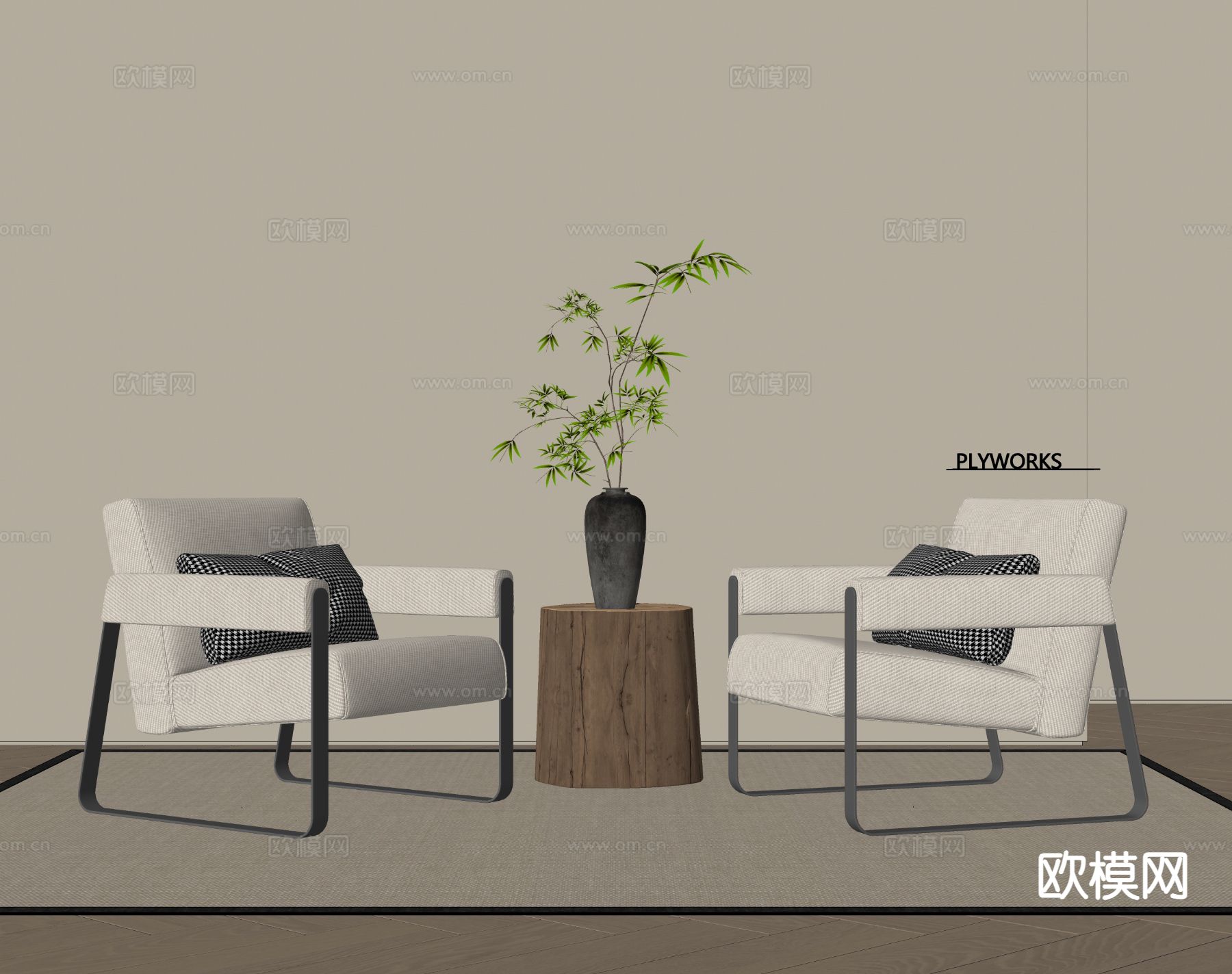 现代椅子 休闲椅 扶手椅su模型