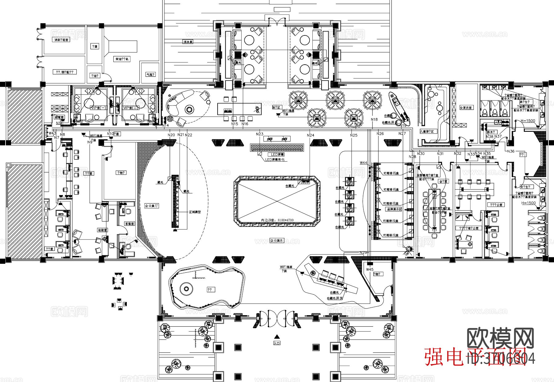 办公室cad平面图下载（渲染图6）