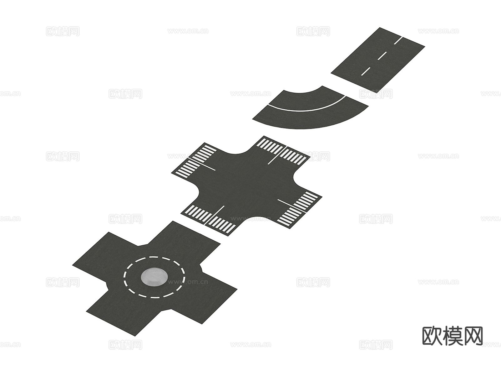 路面 道路 马路 公路 十字路口3d模型